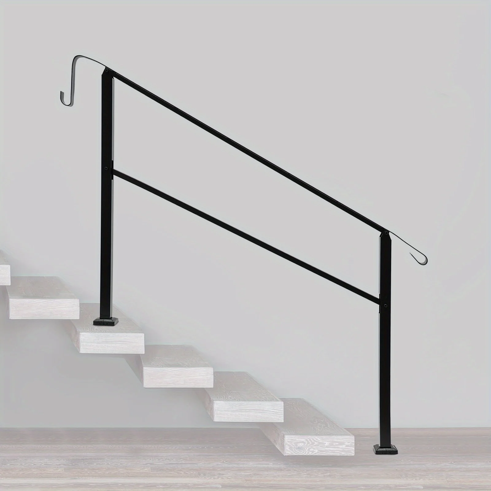 درابزين من الخشب الأسود بطول 5 أقدام - درابزين أمان قوي للسلالم والشرفات الخارجية، سهل التركيب