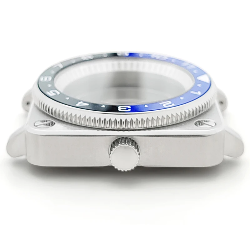 الفضة مربع SKX ساعة حالة الفولاذ المقاوم للصدأ لامعة/نحى تاج الياقوت الزجاج وزارة الدفاع NH35 NH36 4R36 حركة الساعات حالات أجزاء