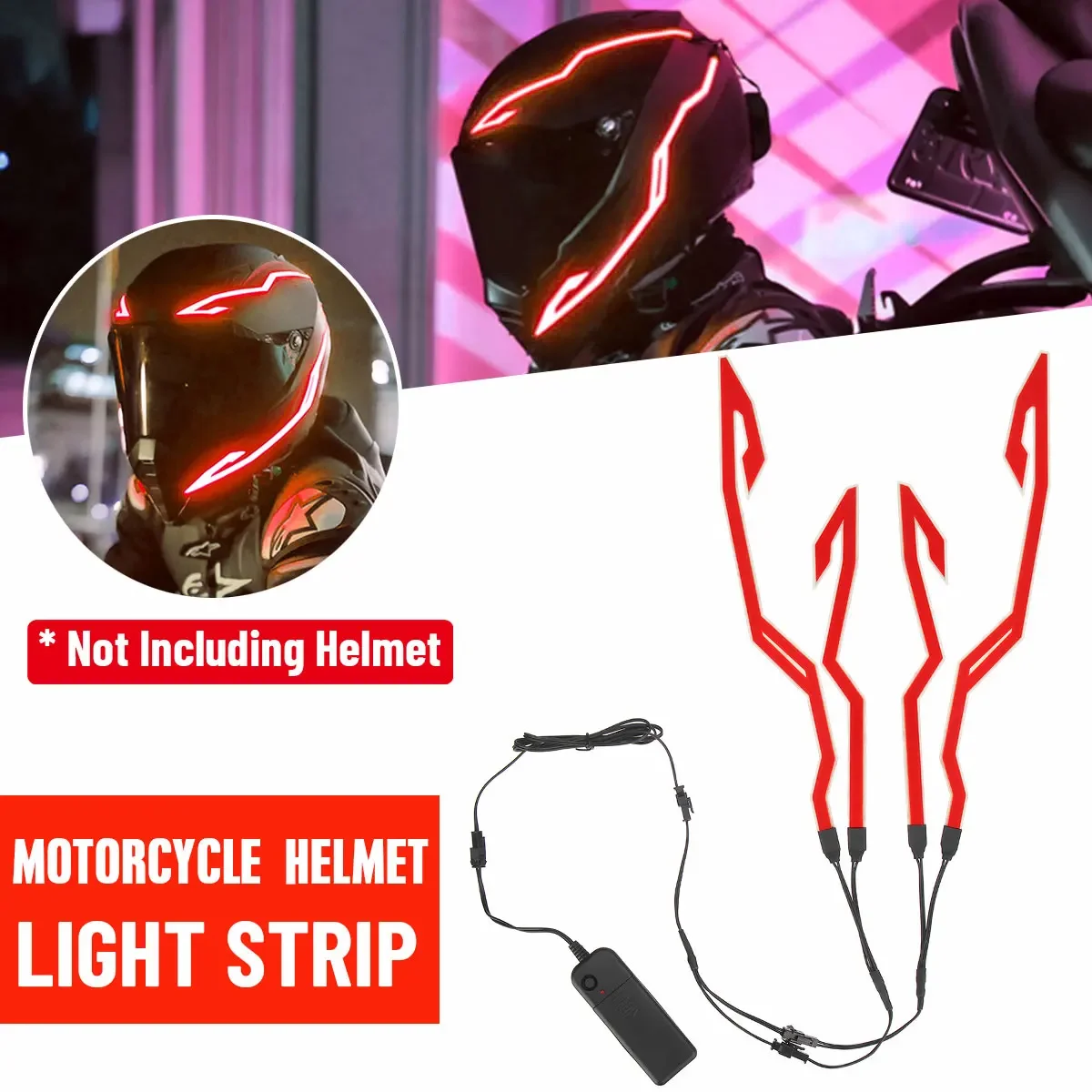 

Motorcycle Helmet Cold Light Mod Kit Flashing Stripe Luminous Sticker LED Night Riding Lights Motorcycle Helmet Decoration