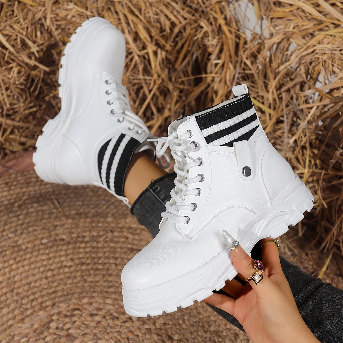 

Женские ботильоны, новые плюшевые теплые зимние ботинки, зимние меховые массивные ботинки, женская модная уличная роскошная женская обувь Botas De Mujer