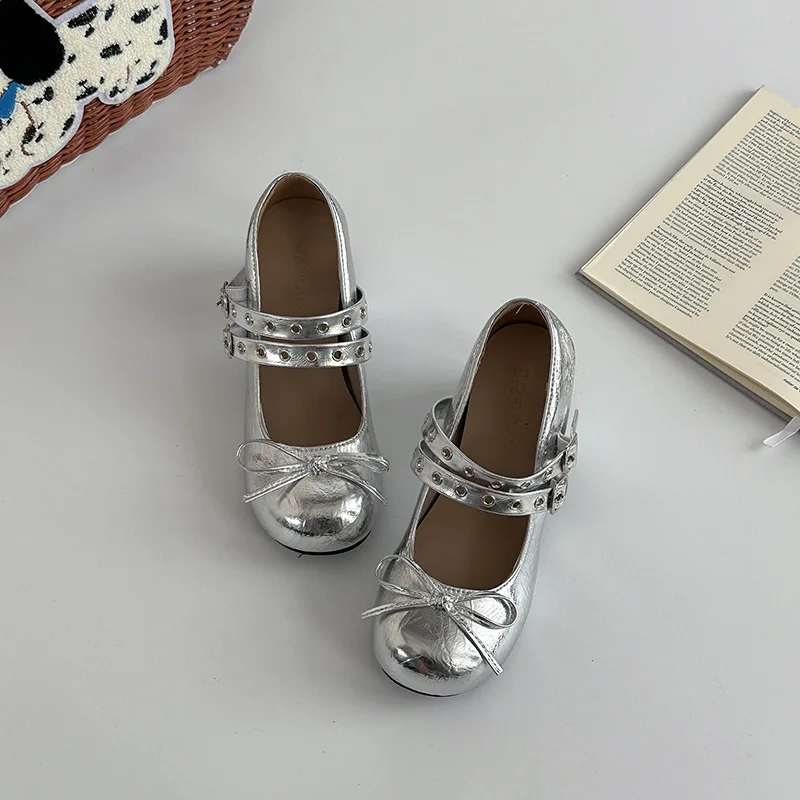 2025 Summer Fashion Mary Janes Women's High Heels Buckle Strap Party Pumps Women Bow Tie Shallow Chunky Heel Platform Shoes