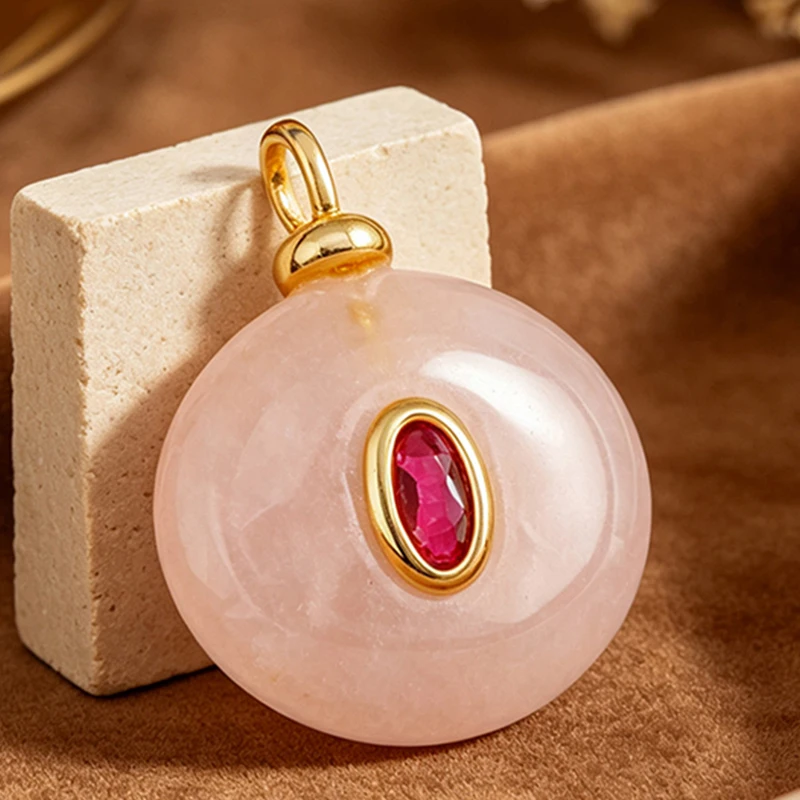 Edelstein-Charm-Anhänger aus türkisfarbenem Malachit, schwarzem Achat, rosa Quarz, 18 Karat echt vergoldeter Schmuck für die Herstellung von Halsketten, S58 – Detail 9