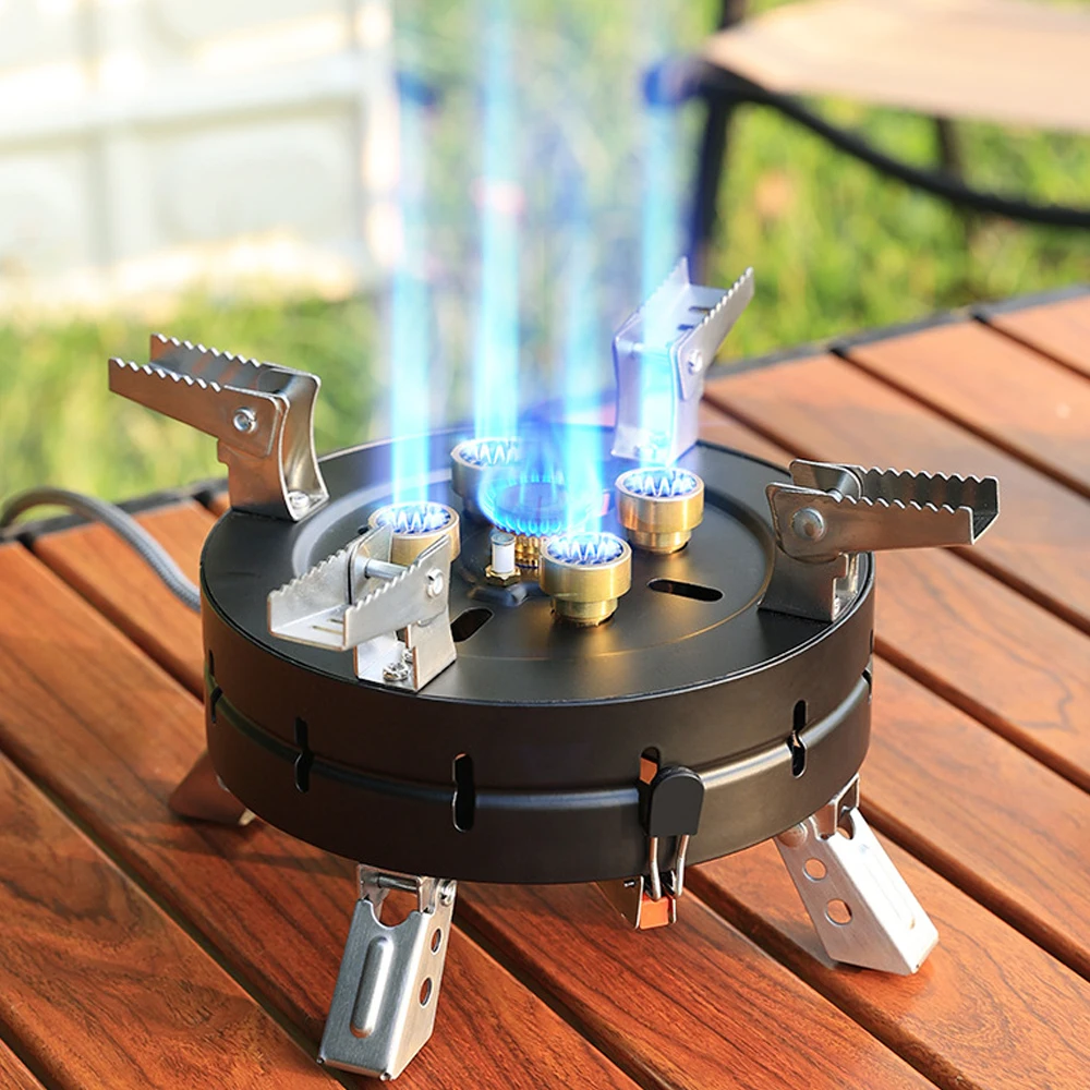 Outdoor Electronic Ignition Stoves 13800W High-Power Portable Foldable Adjustable Firepower Furnace Gasstove Camping Hiking