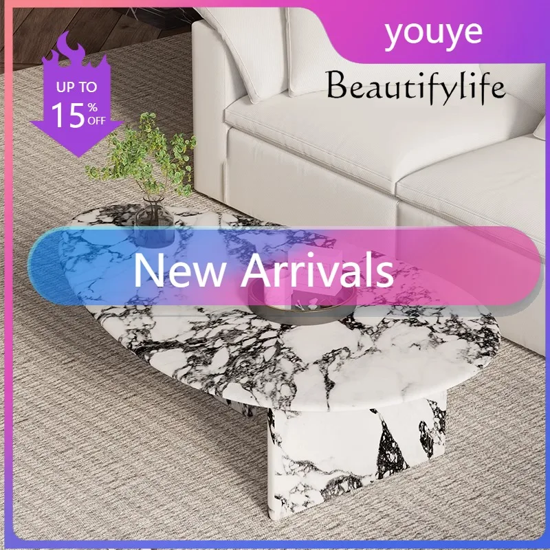 

Журнальный столик N40 X "2025 French Cream Coffee Table - Calacatta Gold Vein Marble Irregular Shape, Luxury Small Living Room Centerpiece"