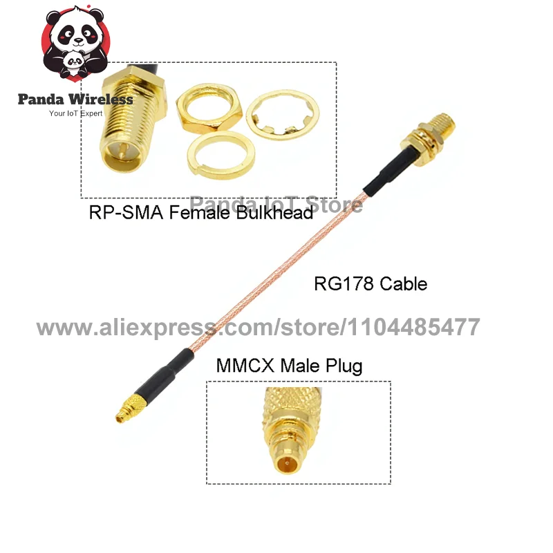 10 قطعة SMA إلى MMCX كابل RG178 RP-SMA/ SMA أنثى إلى MMCX ذكر/زاوية 90 °   المكونات 5 سم - 50 سم RG178 ضفيرة RF محوري البلوز