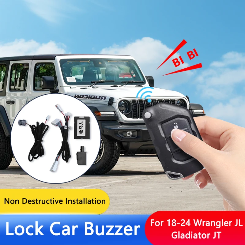 QHCP Car Lock Buzzer Lock Car Beep Interior Accessories ABS Modification For 18-24 Wrangler JL/Gladiator JT