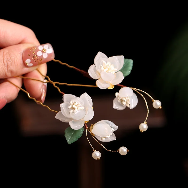 Obrázek 3: 2ks vintage sponka vlasy příslušenství kvést hanfu čelenka perla barrettes antický svatební vlasy šperků děti headwear dárky