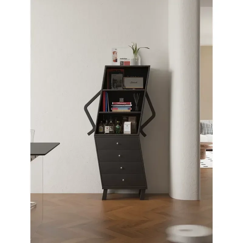 Multi Layer Side Cabinet with Drawers for Living Room Bedroom Dining Room Wall Storage Chest Sofa End Table Organizer