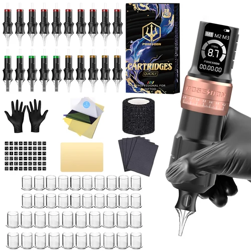 Imagen 2 del producto Kit de tatuaje POSEIDON V5, nuevo Kit de pluma de tatuaje ajustable para maquillaje permanente, Kit de máquina de tatuaje, gran oferta, Kit de pistola de tatuaje inalámbrica