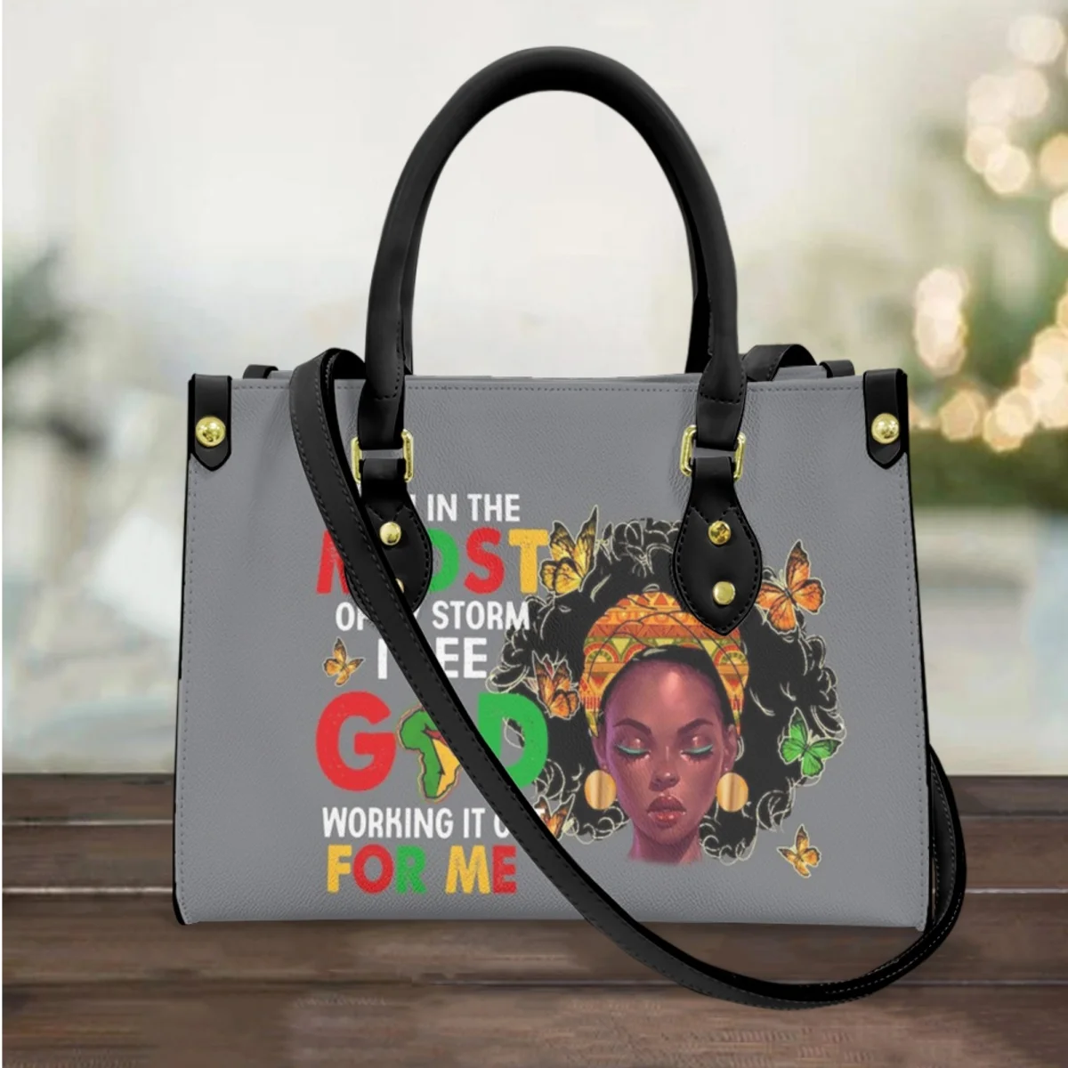 

Black History Month Juneteenth 1865 Butterfly Luxury Designer Handbag Office Commuter Fashion Shoulder Bag Totes Print on Demand