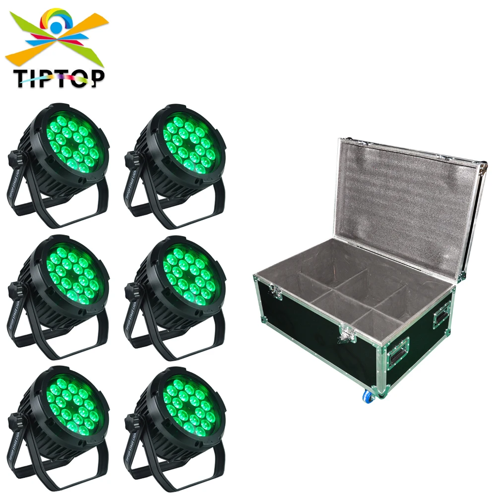 

Flightcase 6in1 Pack RGBWA UV 6IN1 18x18W Silence 200W LED Flat Par Lights Stage Lamp Club DJ Party Stage DMX512 Control