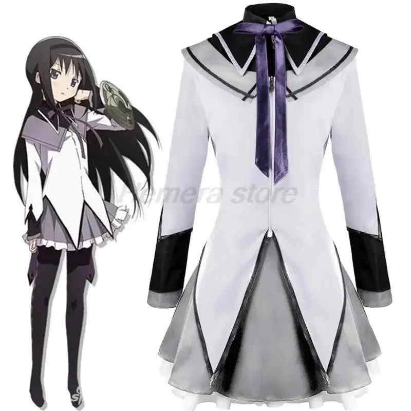 2025 yiyi Anime chica mágica Puella Magi Madoka Magica Homura Akemi Cosplay disfraz uniformes de lucha peluca calcetines para Mahou Shoujo
