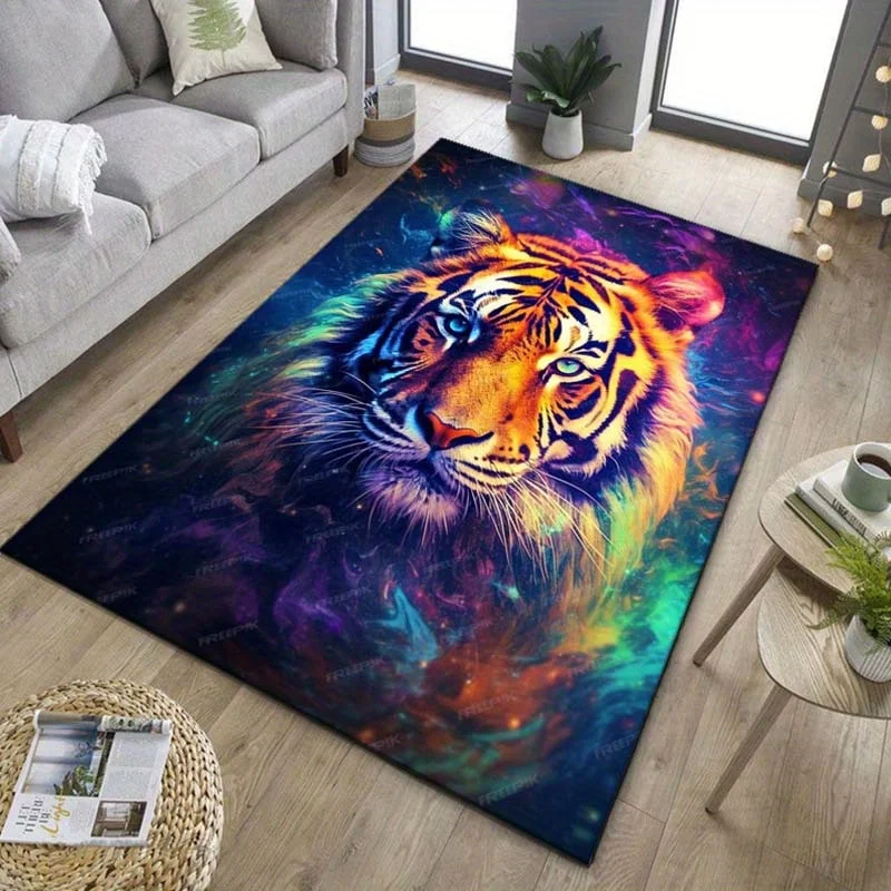 

Яркий ковер с изображением тигра для гостиной - красочный ковер с животным принтом, современный домашний декор, роскошные варианты пола
