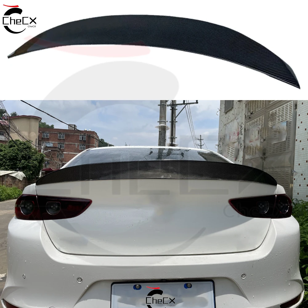 For 2020-2024 Mazda 3 Axela High Quality Fiberglass Material Rear Spoiler Trunk Lid DHK Style Bright Black Spoiler Tail