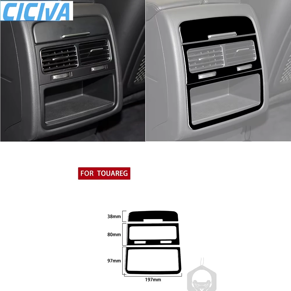 

For VW Touareg 7P MK2 2011 2012 2013 2014 2015 2016 2017 2018 Rear Air Outlet Trim Car Interior Accessories Piano Black Stickers