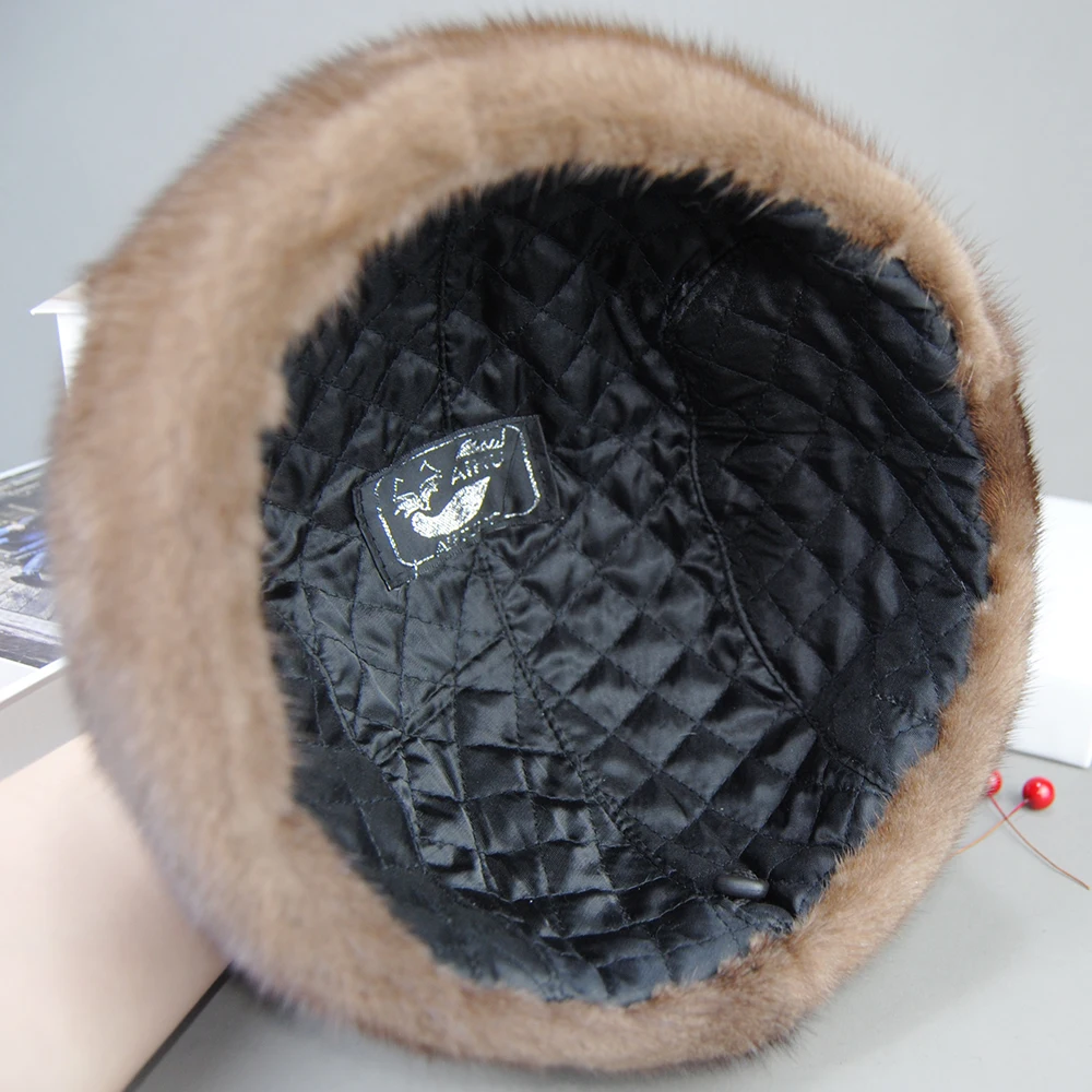 2024 Hot Sale Luxury Unisex Real Genuine Mink With Wool Hat Winter  Unisex Fashion Warm Caps Whole Piece Mink Sheep Fur Hats