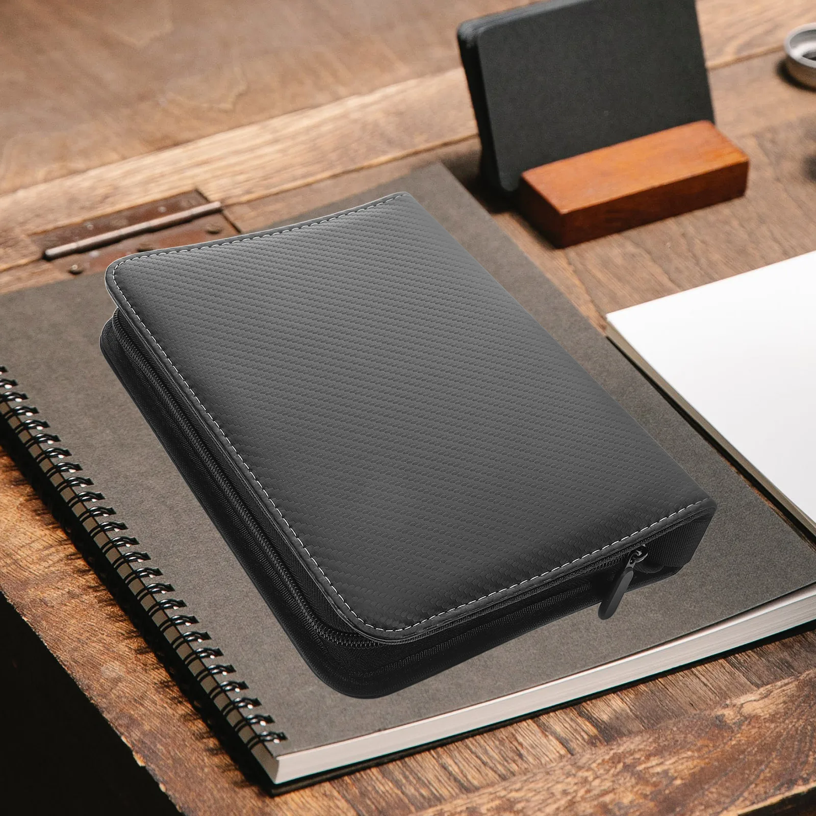 

Pocket Card Binder Cards Protector Durable PU Multi-Pocket Zipper Closure Compact Card Collection Folder Trading Cards Sleeves