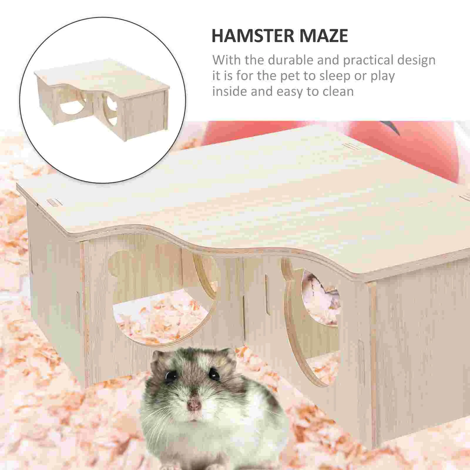 Casa per criceti Piccolo animale domestico Nascondi nido resistente ai morsi Nascondere il posto Giocattoli Gabbia Habitat decorativo per mouse in legno