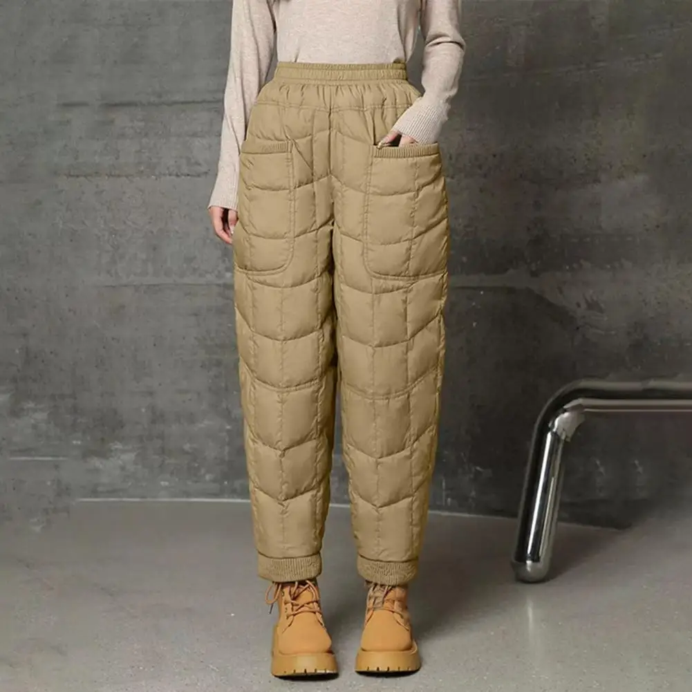 النساء سراويلي حريمي 2025 النساء الشتاء أسفل سراويل قطنية سميكة الحرارية مبطن سراويل قطنية منتصف العمر المسنين بناطيل تدفئة