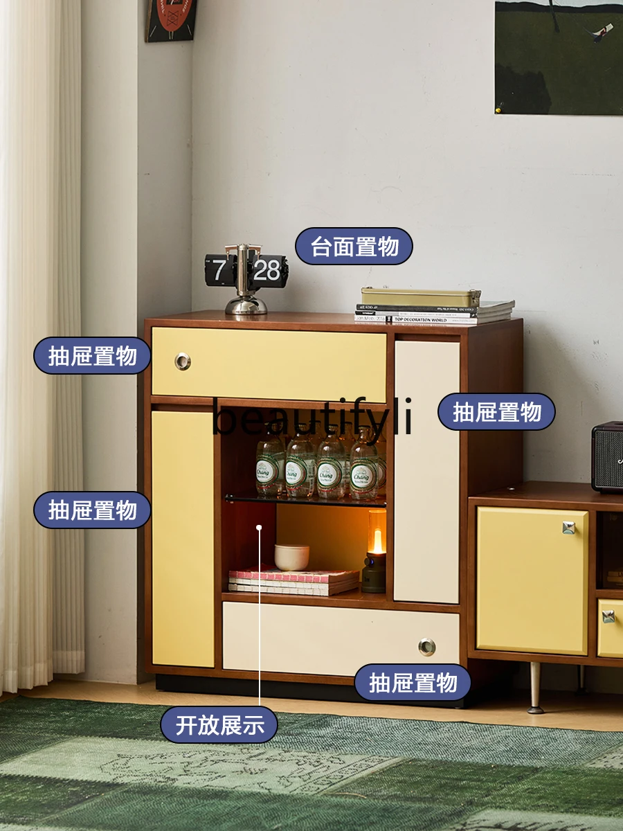 

Solid Wood Sideboard Storage TV Cabinet Living Room Small Wine Cabinet Wall-Mounted Storage
