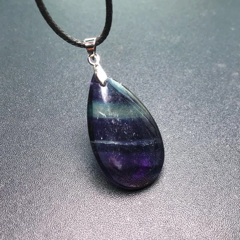 Natural Rainbow Fluorite Pendant Solid 925 Silver Gemstone 20*35mm for Women Lady Girl Necklace Wedding Party Fine Jewelry Gift - view 4