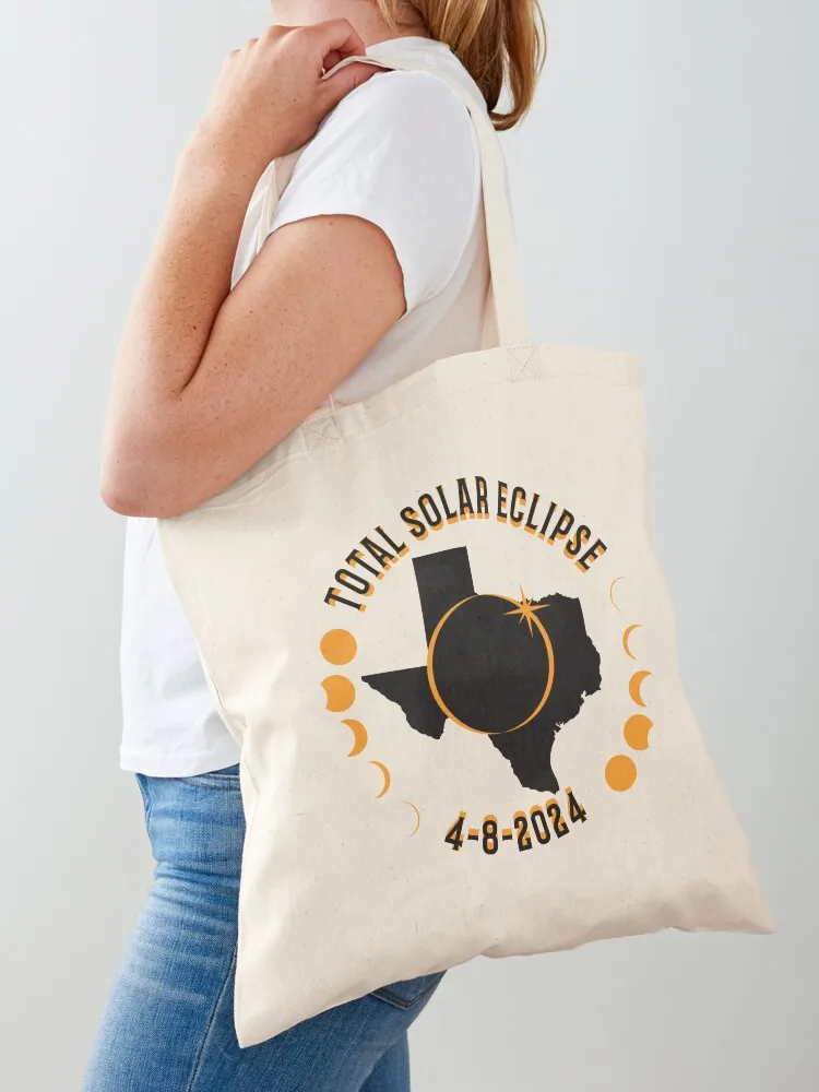 Texas Total Solar Eclipse Path 2024 Eclipse Souvenir Tote Bag Women's shopper bags luxury women canvas tote bag Canvas Tote Bag