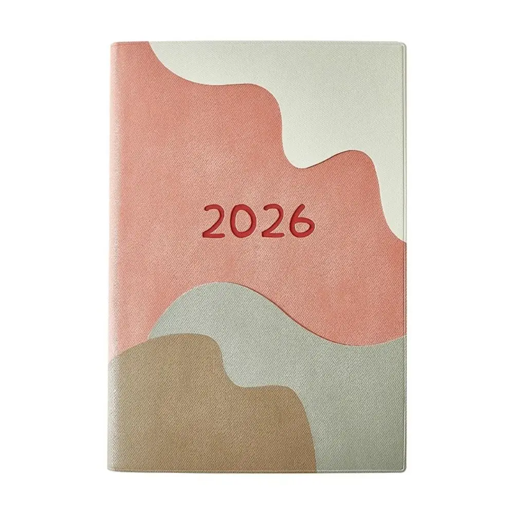 Buku Jadwal Portabel A5 2026 Motif Ombak Laut, Perencana Harian, Pengingat, Buku Kalender Daftar Tugas, Bahan PU Bertekstur, Perlengkapan Kantor