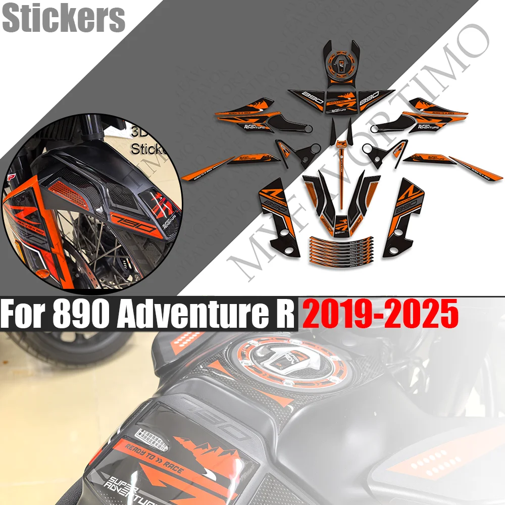 For 890 Adventure R Protector Tank Pad TankPad Side Grips Gas Fuel Oil Kit Knee Handguard Handshield Stickers Decals 2019-2025