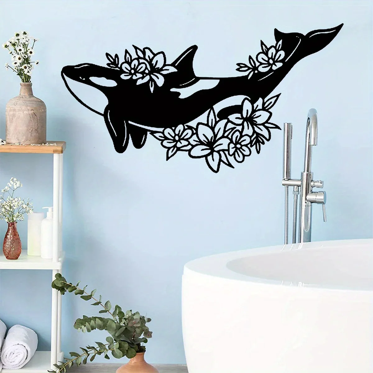 1pc Whale Mural, Marine Life Metal Silhouette, Metal Crafts, Home Decoration, Metal Art Wall Decoration, Outdoor Wall Decoration