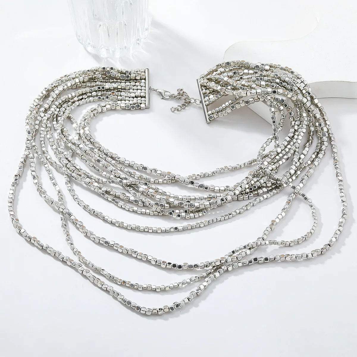 2024 New ZAA Multi-layer Vintage Silver Beaded Choker Necklaces for Women Fashion Long Tassels Chains Necklace Jewelry Gifts