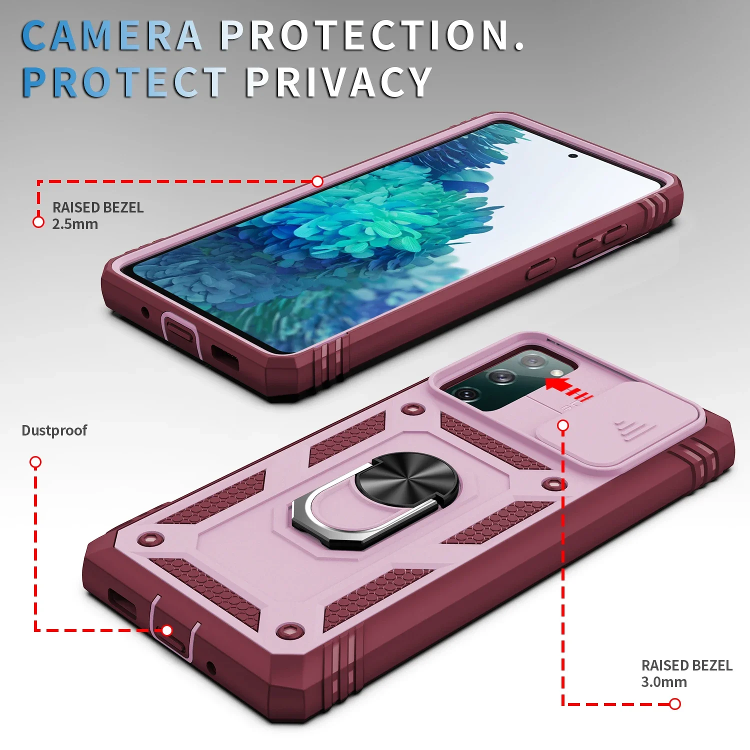 Metal Ring Dual Layer Case for Samsung Galaxy S26 Ultra A17 A56 A16 A36 A55 A35 A15 A34 A54 A14 A53 S25 FE S24 S23 S22 Plus S21