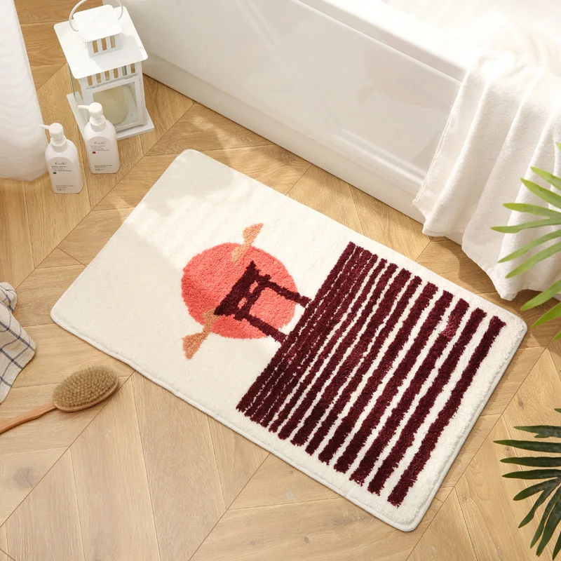 Bathroom Absorbent Carpet Home Flocking Non-Slip Door Mat Wabi-Sabi Wind Environmentally Friendly Skin-Friendly Machine Washable