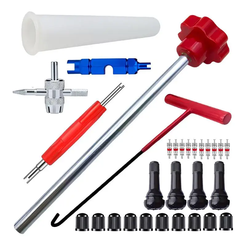 30pcs Car Quick Change Tire Valve Tool Kit Valve Stem Tire Valve Stem For TR413 Valve Replacement And Installation Tool Kits