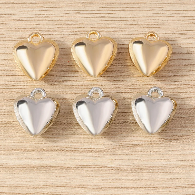 20 Stück 14 x 16 mm niedliche gold- und silberfarbene Liebesherz-Anhänger aus Legierung für die Schmuckherstellung, Ohrringe, Halsketten, Armbänder, DIY-Geschenke – Detail 2