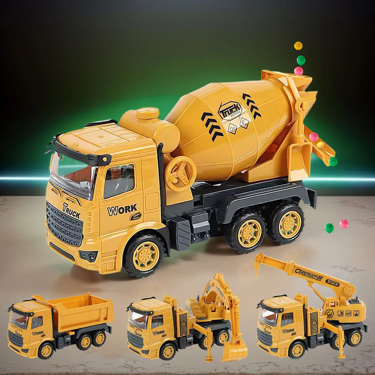 1個 エンジニアリング車両おもちゃ 子供用 慣性モデル プレイ プラスチックカー キッズ ミキサー トラック クレーン ブルドーザー ショベルカー 男の子 ギフト