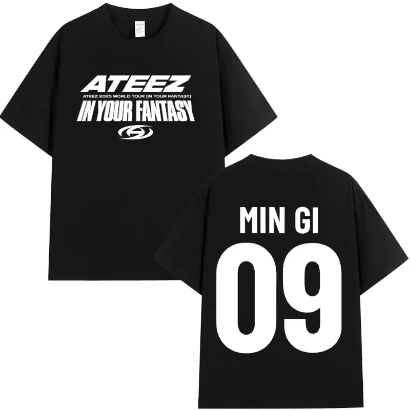 تي شيرت Ateez 2025 World Tour in Your Fantasy تي شيرت Hongjoong Seonghwa Yunho Yosang San Mingi Wooyoung Jongho بأكمام قصيرة تي شيرت