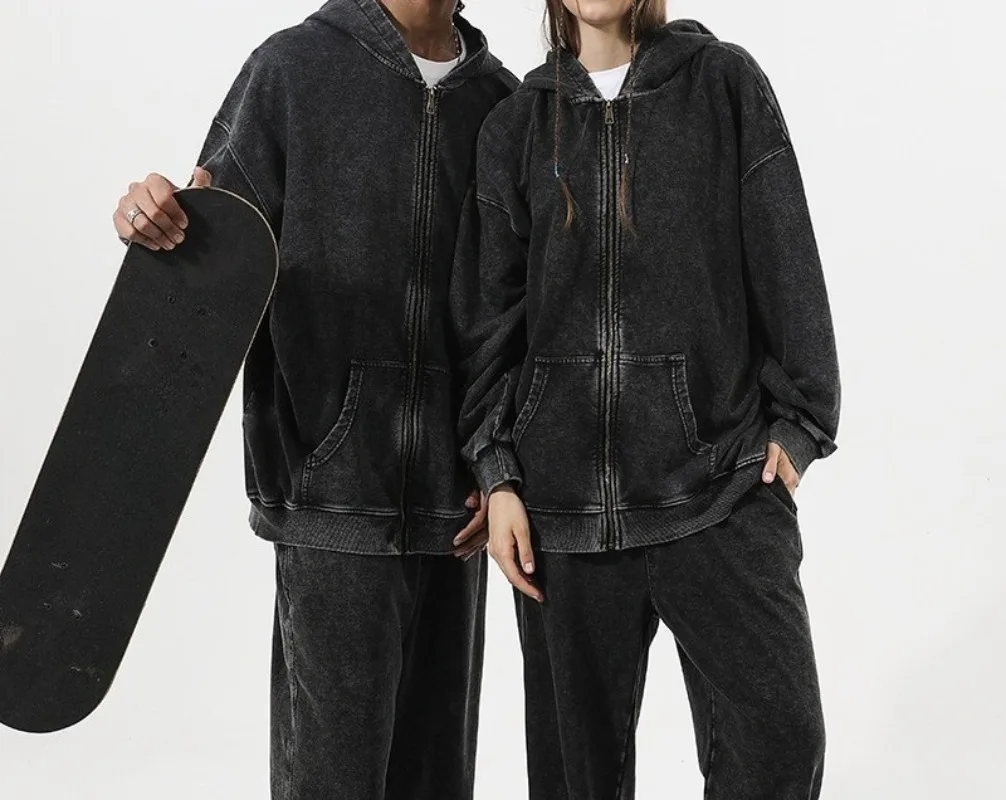 

Women's Men's Harajuku Zip Up Hoodie Sweatshirts Autumn Oversize Retro Hoodie Cardigan Y2k Casual Faionable Goth Zipper Coat