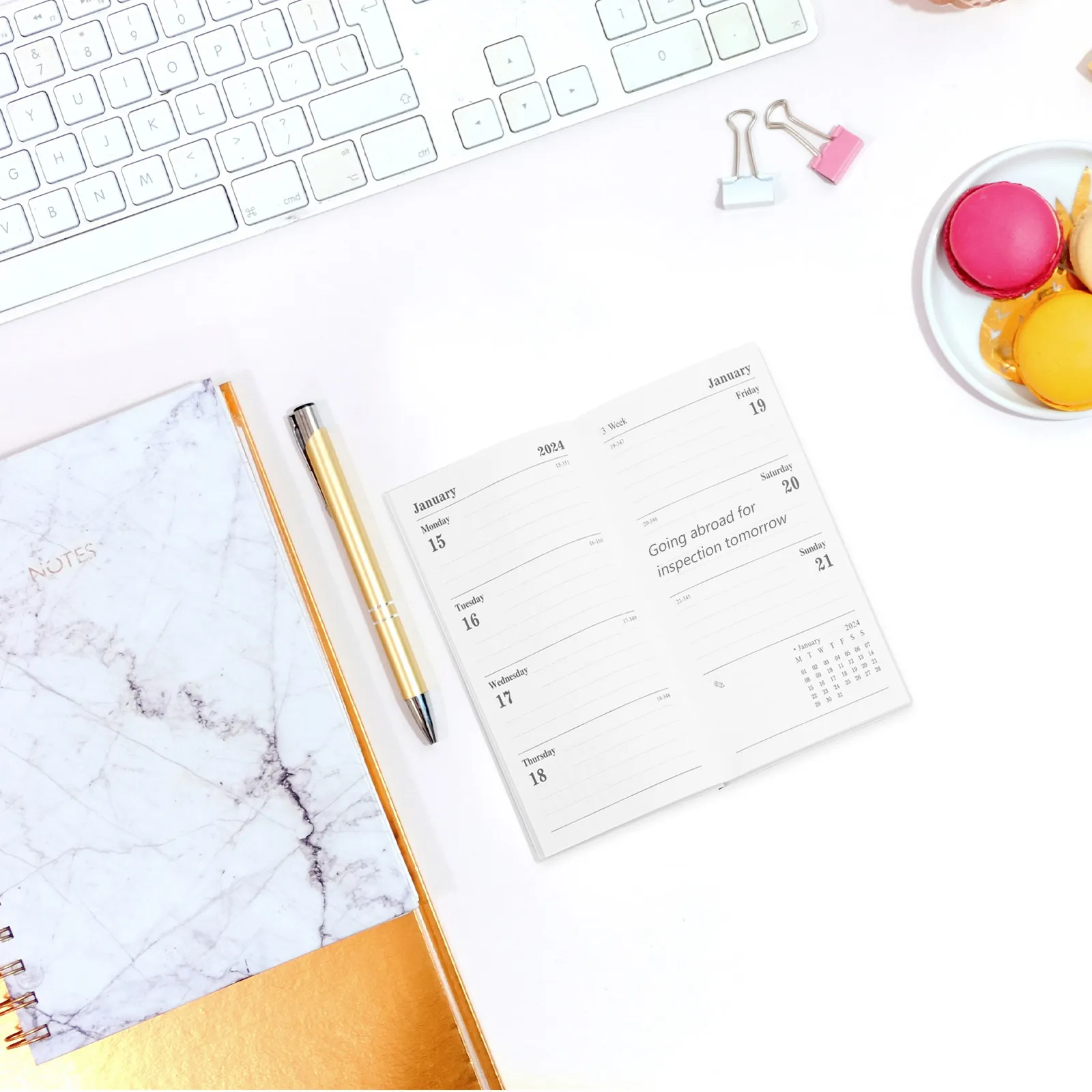 

Daily Planner 2024 Academic Notebook Portable Writing Pad English Schedule Book For Students Office Workers Teachers Household