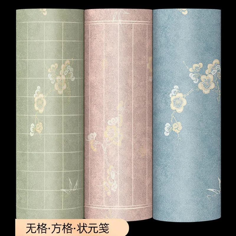 Chinese Calligraphy Paper Roll Grid Paper, 34cm x 10m Long Scroll with 2cm/3cm Square Grids & Vertical Lines