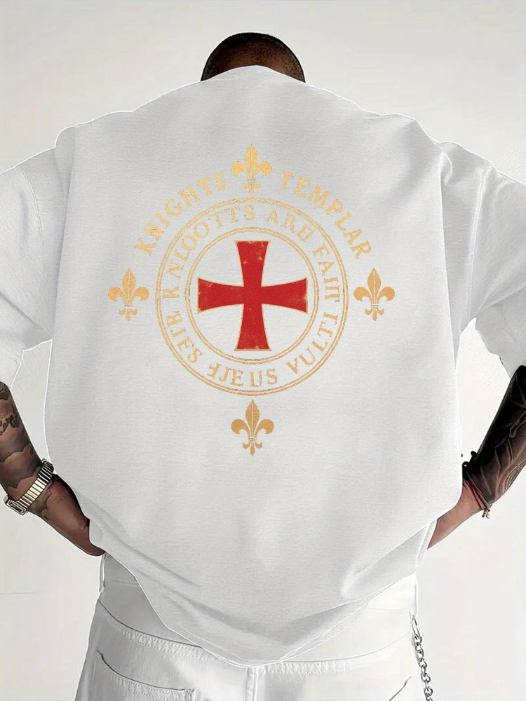 

Medieval Knights Templar-"Non Nobisulus Templarii"-Royal Blue Templar Cross Design-100%cotton O-neck printed men's T-shirt.
