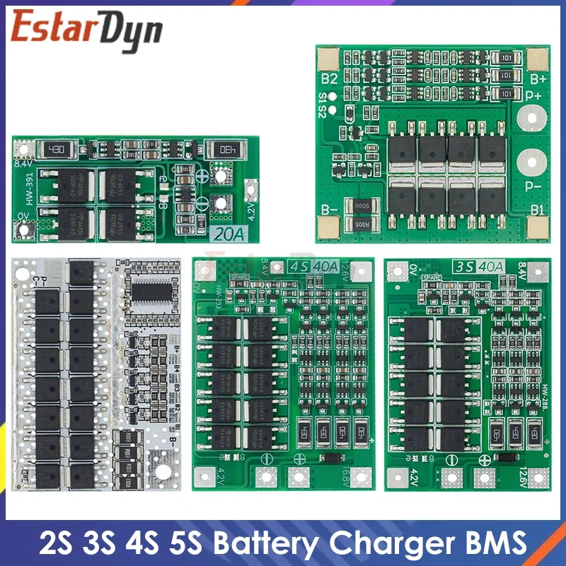 2S 3S 4s 5S Li-ion lithium battery 18650 charger BMS 20A 25A 30A 40A 60A 100a protection board with balance for drill motor