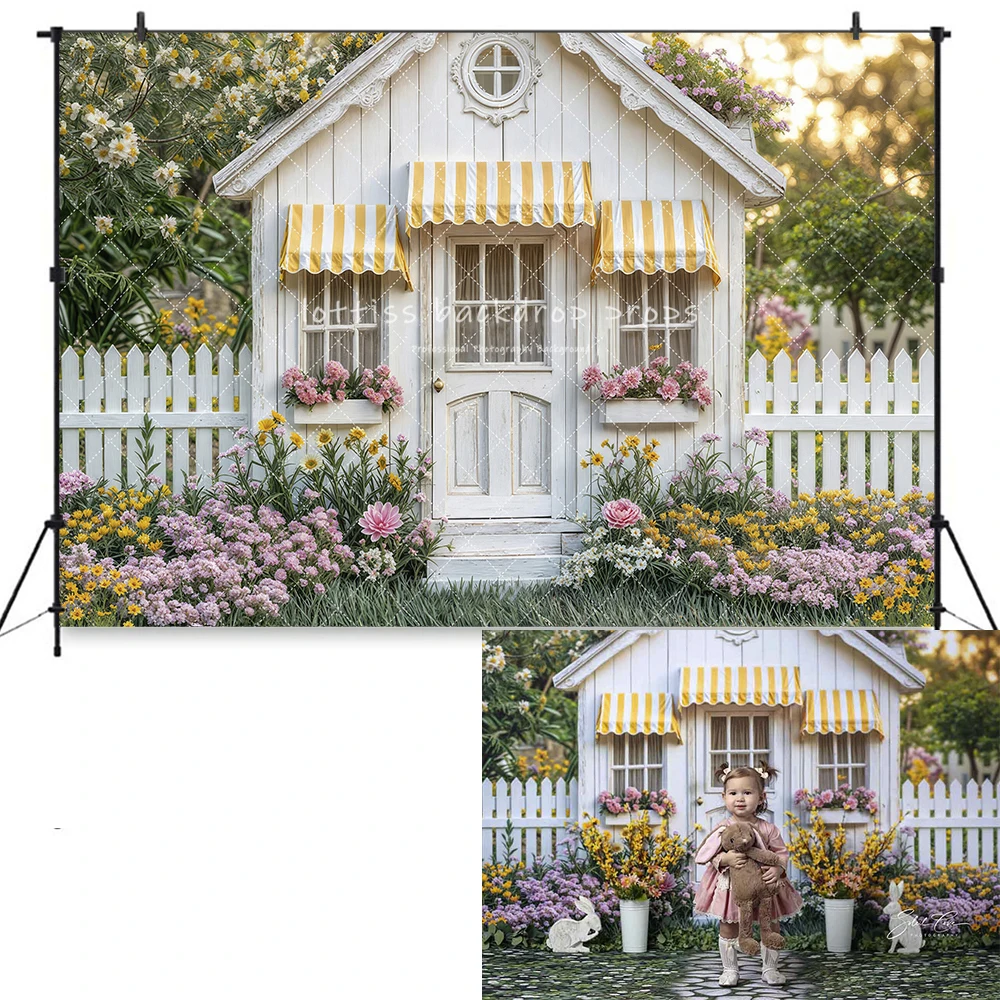 Easter Purple Spring Pathway Backdrops Kids Adult Photography Child Baby Photocall Easter Eggs Garden Entrance Backgrounds