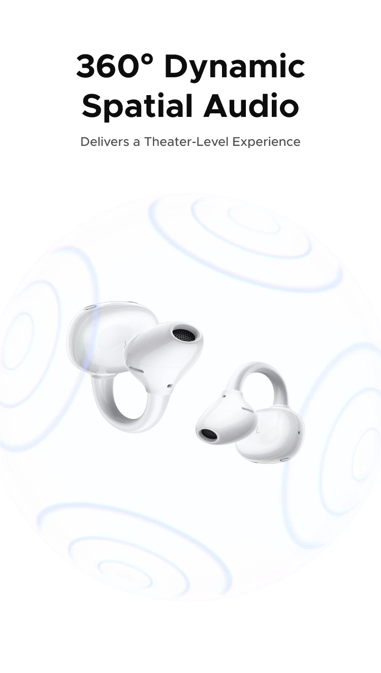 UGREEN ClipBuds Open Ear Wireless Headphones Bluetooth Earphones ANC Dual-feedback Active Noise Cancellation, 32 Hours Playtime