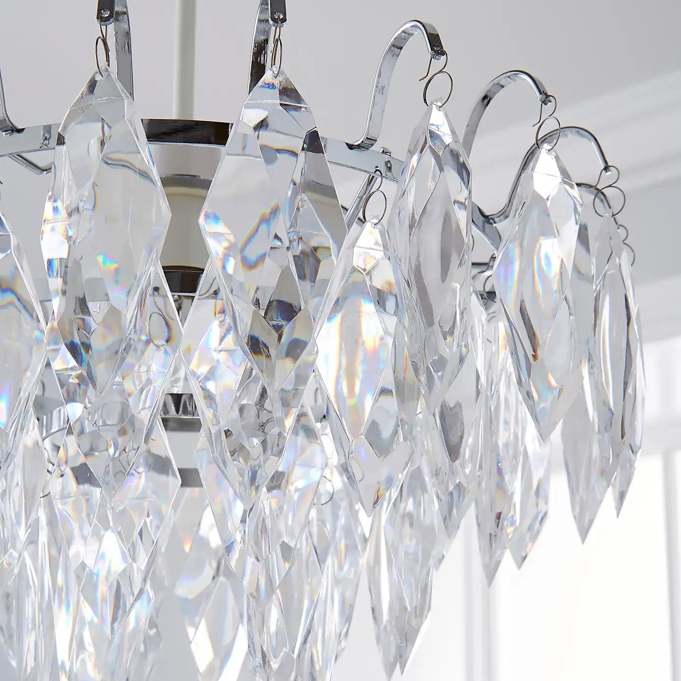 Saiph 1 Light Polished Chrome and Clear Faceted Acrylic Ceiling Light Shade