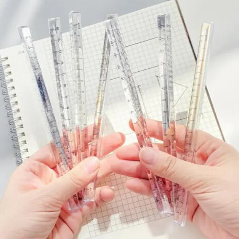 15/20cm Simple Transparent Triangular Straight Ruler Kawaii Tools School Stationery Cartoon Drawing Office School Measuring Tool