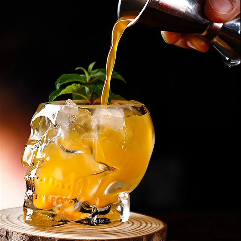 Halloween Household Skull Head Glass Teacup Transparent Crystal Coffee Juice Mug Drinking Bar Club Whiskey Wine Beer Cup