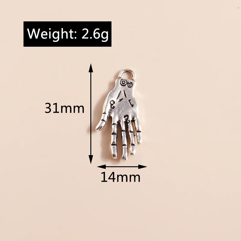 Leslie 10 Stück 31*14mm Legierung Antik-Silberfarben Hamsa-Hand-Anhänger für Armbänder Halsketten DIY Handgemachtes Schmuckzubehör – Detail 1