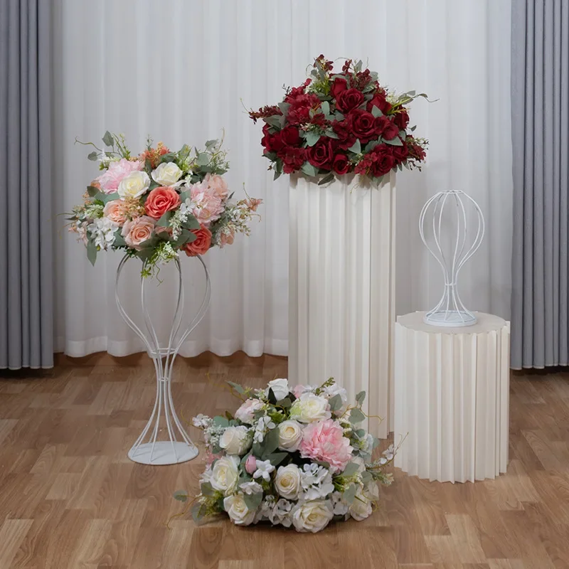 

DIA 50CM Artificial Flower Ball Wedding Stage T-stage Layout Roadmap Flower Dining Table Candlestick Geometry Shelf Decoration