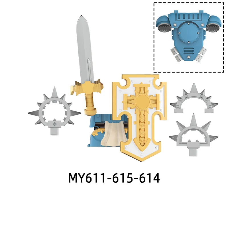The Action Figures Shield Weapons Pants Hair Parts Model Blocks MOC Bricks Set Gifts Toys For Children MY611-MY615