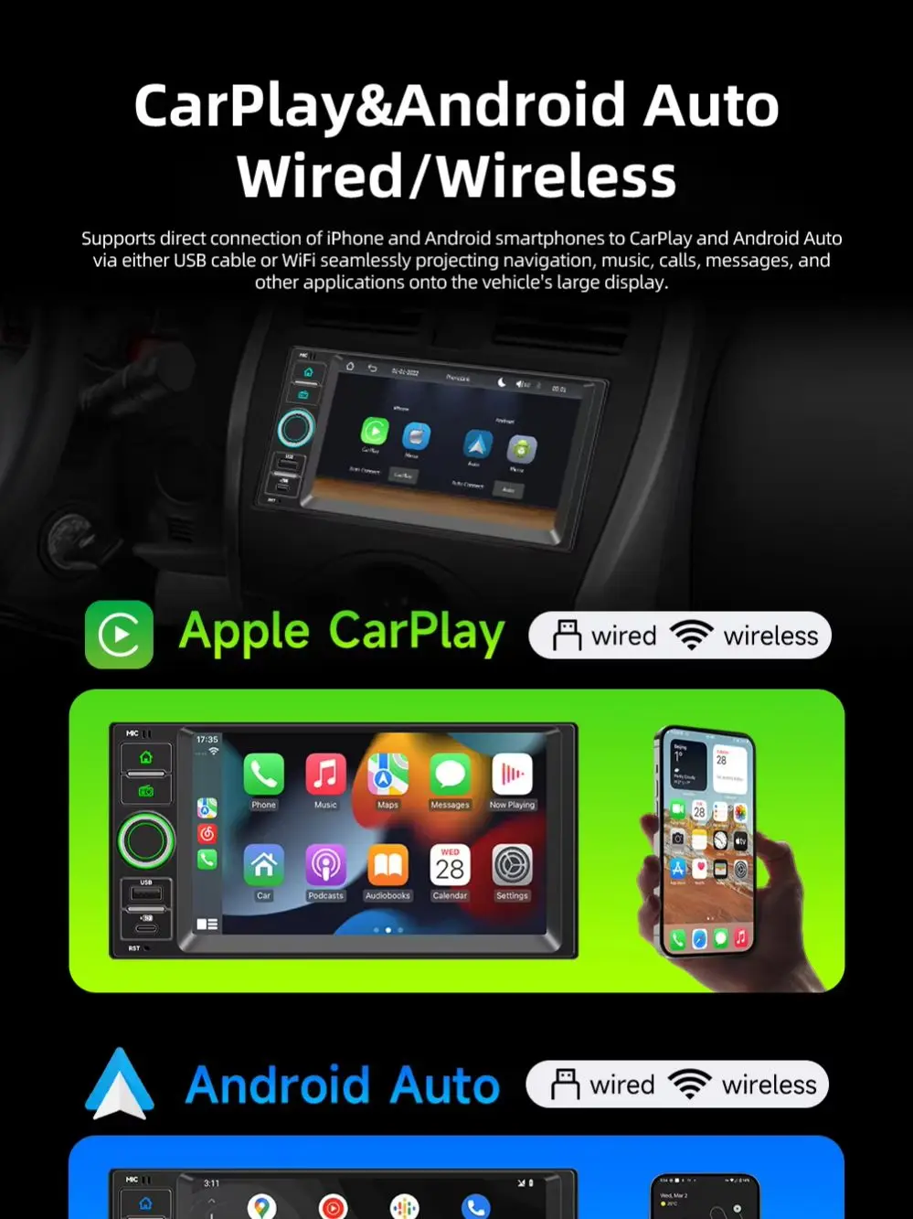 Car FM Radio For Nissan Versa March Livina Sentra Grand Livina NV200 Wireless Carplay Android Auto  Multimedia Player Head Unit